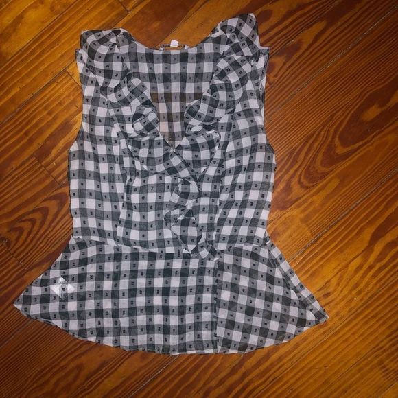 Maison D'Amelie Paris Gingham Faux Wrap Sleeveless Top Size Small - Picture 2 of 7
